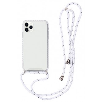 Skaidrus dėklas su baltu dirželiu "Strap Case" skirtas  Apple iPhone 11 Pro
