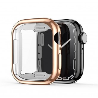 Rožinio aukso spalvos LCD apsauginis stikliukas / dėklas Dux Ducis "Samo" laikrodžiui  Apple Watch 41mm