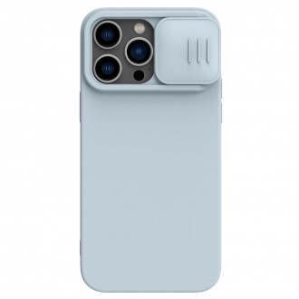 Pilkas dėklas su kameros apsauga "Nillkin CamShield Silky Magnetic Silicone" telefonui iPhone 14 Pro Max