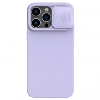 Šviesiai violetinis dėklas su kameros apsauga "Nillkin CamShield Silky Magnetic Silicone" telefonui iPhone 14 Pro Max