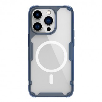 Skaidrus dėklas mėlynais kraštais "Nillkin Nature TPU Pro Magnetic" telefonui Apple iPhone 13