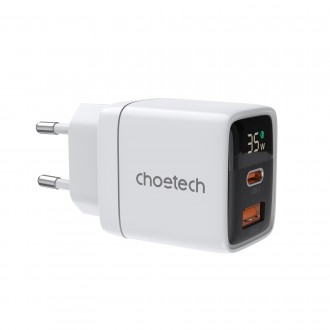 Pakrovėjas-įkroviklis Choetech PD6052 USB-C / USB-A PD35W GaN baltas