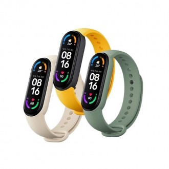 Trijų spalvų apyrankės laikrodžiui Xiaomi Mi Band 5 / 6 / 7 Ivory / Olive / Yellow