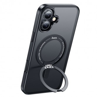 Juodas matinis dėklas/stovas "Hoco Magnetic Stand 2in1" telefonui Apple iPhone 16 