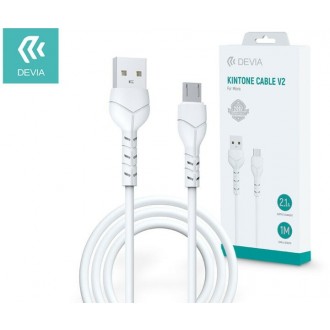 USB kabelis Devia Kintone microUSB 1.0m baltas 5V 2.1A