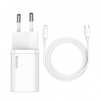 Pakrovėjas - Įkroviklis Baseus Super Si 20W + Lightning 1.0m baltas TZCCSUP-B02