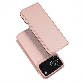 Rožinio aukso spalvos atverčiamas dėklas "Dux Ducis Skin Pro" telefonui Xiaomi Redmi Note 14 5G
