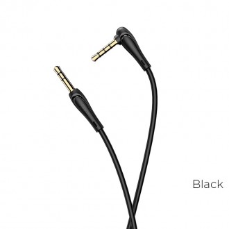 Juodas Audio adapteris Hoco UPA15 AUX 3,5mm į 3,5mm su mikrofonu