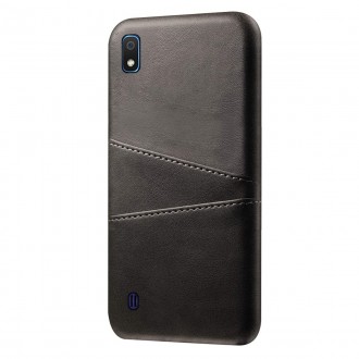 Juodas dėklas Samsung Galaxy A105 A10 telefonui "Leather Card Case"