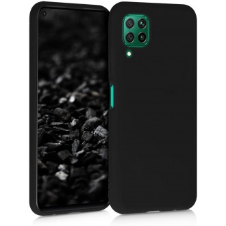 Juodas silikoninis dėklas Huawei P40 Lite telefonui "Liquid Silicone" 1.5mm