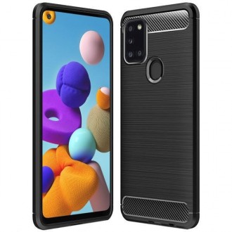 Juodas silikoninis dėklas "Carbon Lux" telefonui Samsung Galaxy A21s (A217)