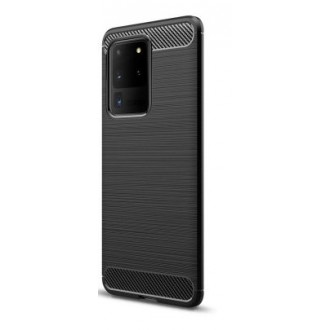 Juodas silikoninis dėklas Samsung Galaxy G988 S20 Ultra telefonui "Carbon Lux"