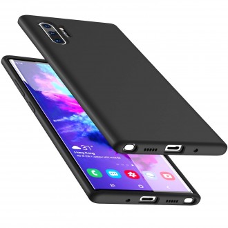 Juodas silikoninis dėklas Samsung Galaxy N975 Note 10 Plus telefonui "Liquid Silicone" 2.0mm