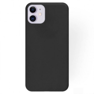 Juodos spalvos silikoninis dėklas Apple iPhone 12 mini telefonui "Rubber TPU"
