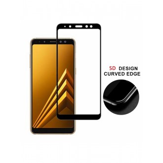 Lenktas juodas grūdintas stiklas 5D Full Glue Samsung Galaxy A730 A8 Plus 2018 telefonui