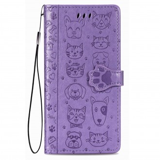 Purpurinis Atverčiamas Dėklas "Šunys/Katės" Samsung A72 telefonui