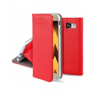 Raudonas atverčiamas dėklas Samsung Galaxy A3 2017 telefonui "Smart Book Magnet"