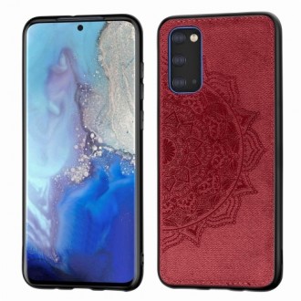 Raudonas silikoninis dėklas su medžiaginiu atvaizdu Samsung Galaxy G981 S20 telefonui