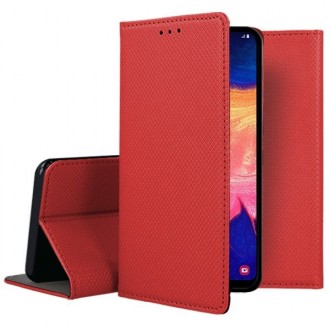Raudonos spalvos atverčiamas dėklas Samsung Galaxy A105 A10 telefonui "Smart Magnet"