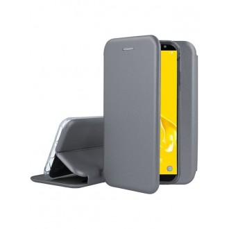 Sidabrinis atverčiamas dėklas Samsung Galaxy J600 J6 2018 telefonui "Book Elegance"