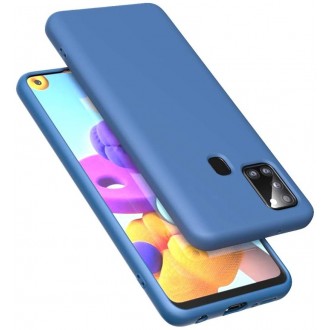 Tamsiai mėlynos spalvos silikoninis dėklas Samsung Galaxy A217 A21s telefonui "Liquid Silicone" 1.5mm