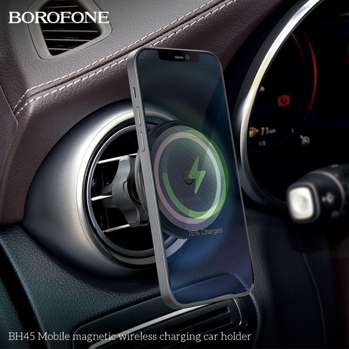 Automobilinis laikiklis-įkroviklis Borofone BH45 Magsafe 15W magnetinis ...