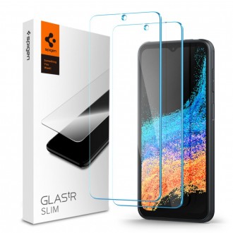 Skaidrus apsauginis grūdintas stiklas (2X)"Spigen Glas.Tr Slim 2-Pack" telefonui Samsung Galaxy Xcover 6 Pro