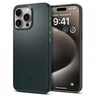 Tamsiai žalias dėklas "Spigen Thin Fit" telefonui iPhone 15 Pro Max