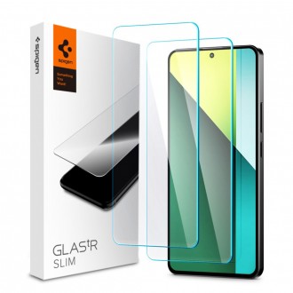 Skaidrus apsauginis grūdintas stiklas (2vnt)"Spigen Glas.Tr Slim 2-Pack" telefonui Xiaomi Redmi Note 13 Pro 5G 