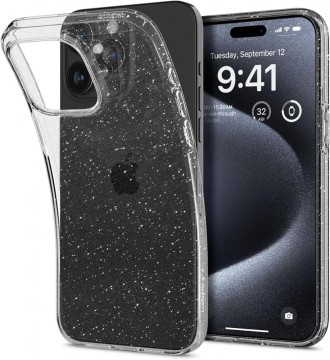 Skaidrus dėklas su blizgučiais "Spigen Liquid Crystal Glitter" telefonui iPhone 15 Pro