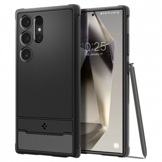 Juodas tekstūrinis dėklas "Spigen Rugged Armor" telefonui Samsung Galaxy S24 Ultra