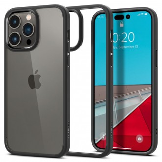 Itin tvirtas permatomas dėklas juodos spalvos kraštais "Spigen Ultra Hybrid" telefonui iPhone 14 Pro