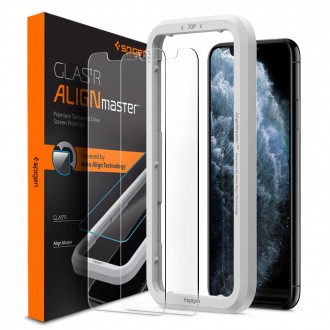 Skaidrus apsauginis grūdintas stiklas Apple Iphone 11 telefonui "Spigen Glas.Tr" 2vnt.