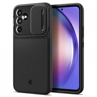 Juodas tekstūrinis dėklas su kameros apsauga "Spigen Optik Armor" telefonui Galaxy A54 5G