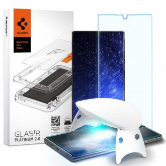 Itin skaidrus apsauginis UV stiklas "Spigen Glass TR Platinum" telefonui Samsung Galaxy S22 Ultra