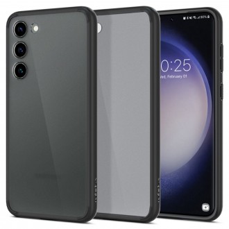 Itin tvirtas pusiau skaidrus dėklas juodais kraštais "Spigen Ultra Hybrid Frost Black" telefonui Samsung Galaxy S23 Plus