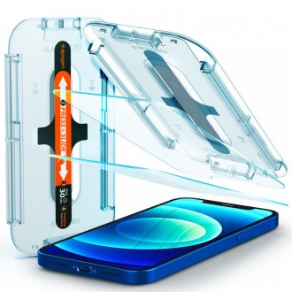 Apsauginis stiklas Spigen Glas.TR "EZ FIT 2-pack" (2vnt.) su montavymo rėmeliu telefonui Apple iPhone 12 / 12 PRO