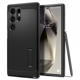 Juodas dviejų sluoksniu dėklas/stovas "Spigen Tough Armor" telefonui Samsung Galaxy S24 Ultra