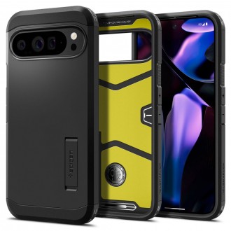 Juodas dviejų sluoksniu dėklas/stovas "Spigen Tough Armor" telefonui Google Pixel 9 Pro XL