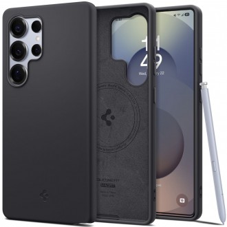 Juodas minimalistinio dizaino dėklas "Spigen Silicone Fit Mag Magsafe" telefonui Samsung Galaxy S25 Ultra