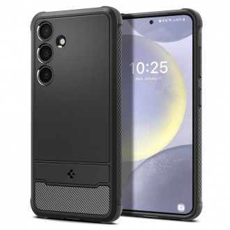 Juodas tekstūrinis dėklas "Spigen Rugged Armor" telefonui Samsung Galaxy S24 Plus