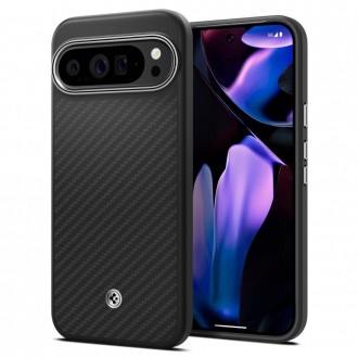 Juodas matinės tekstūros dėklas "Spigen Enzo Aramid" telefonui Google Pixel 9 Pro XL