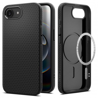 Juodas originalios tekstūros dėklas "Spigen Liquid Air Mag Magsafe" telefonui Apple iPhone 16E