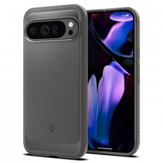 Pilkas tekstūrinis dėklas "Spigen Rugged Armor" telefonui Google Pixel 9 Pro XL