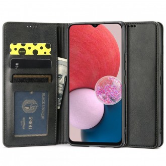 Juodas atverčiamas dėklas Tech-Protect "Wallet Magnet" telefonui Samsung Galaxy A13 4G / LTE