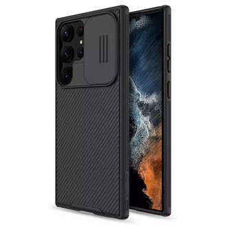 Juodas dėklas su kameros apsauga "Nillkin Camshield Pro" telefonui Samsung Galaxy S23 Ultra