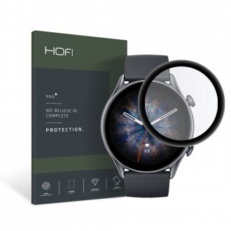 Apsauginis grūdintas stiklas juodais krašteliais "Hofi Hybrid Glass" laikrodžiui Amazfit GTR 3 PRO
