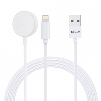 Baltas laikrodžio  įkroviklis "Tech-Protect Ultraboost 2in1 Magnetic Charging Cabel & Lightning" 150cm skirtas Apple Watch