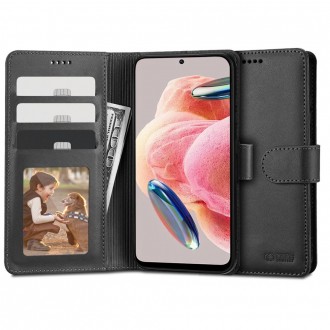 Juodas atverčiamas dėklas "TECH-PROTECT WALLET" telefonui Xiaomi Redmi Note 12 4G / LTE