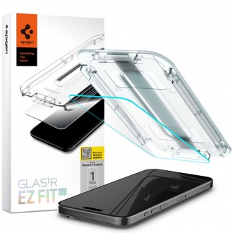 Apsauginis stiklas "Spigen Glas.Tr ”EZ FIT” su montavimo rėmeliu telefonui iPhone 15 Pro